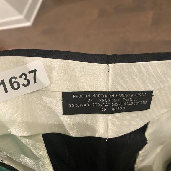 Tommy Hilfiger Pants Men 34x28.5 Charcoal Grey Pinstripe Cashmere Blend Pleated - Picture 14 of 15